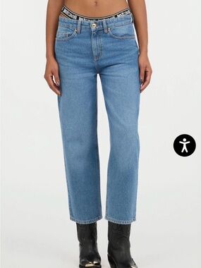 NWT Cavalli Class High Rise Straight Leg Faded Black Denim Women's Jeans Sz 26